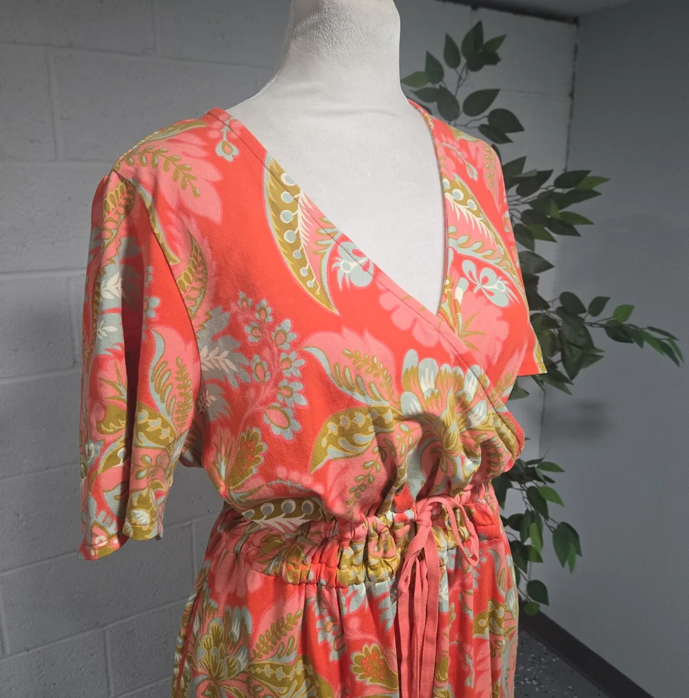 Spartina Lea Midi Dress Floral Garden Coastal Colorful Womens Large - Picture 6 of 12